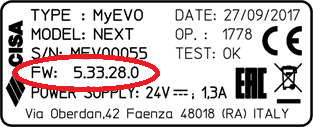 versione firmware MyEVO