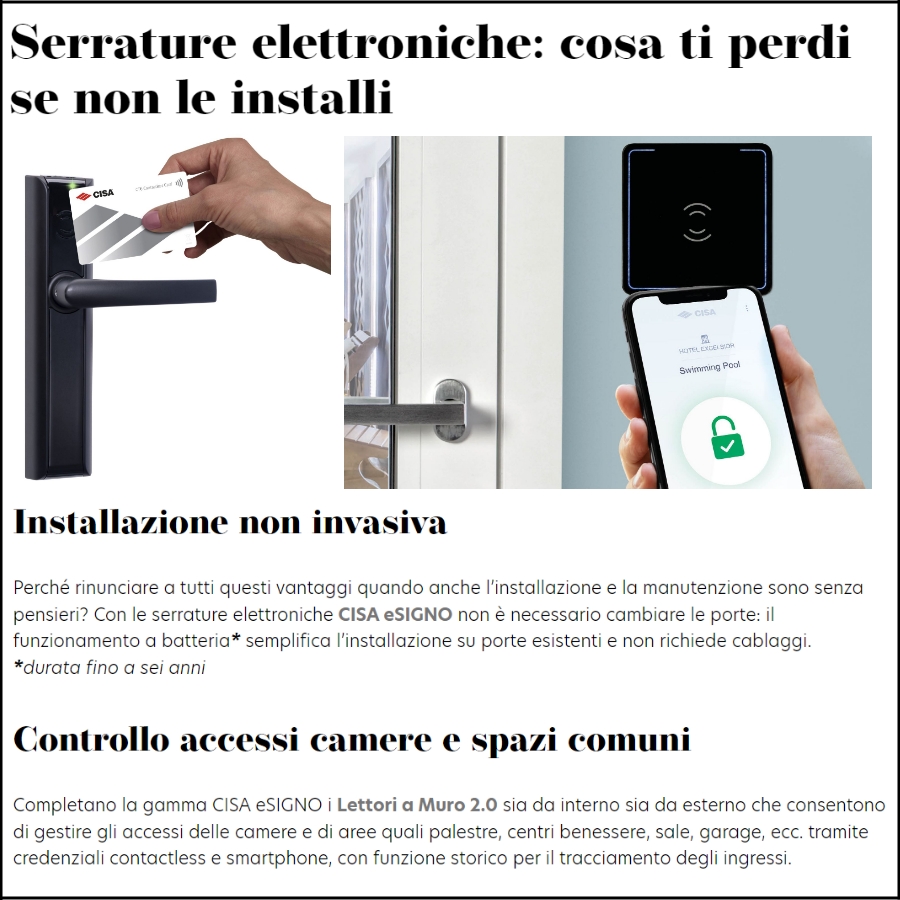 serratura elettronica hotel domani